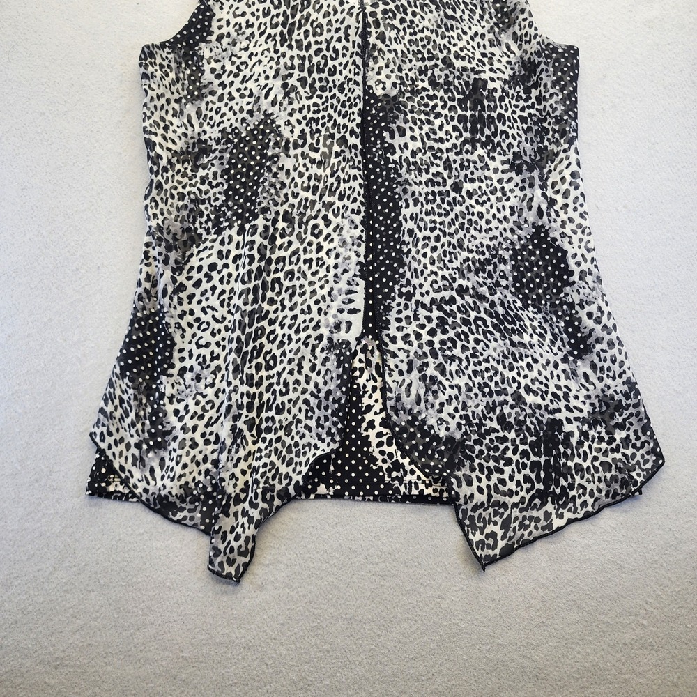 Adele & May Leopard Polka Dot Mixed Print Sleeveless Top Small Black White - Picture 4 of 11